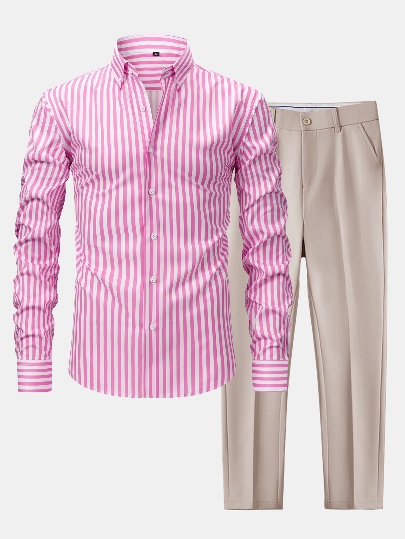 Norman | STRIPED LONG SLEEVE BUTTON-DOWN SHIRT & SLIM FIT WIDE LEG PANTS