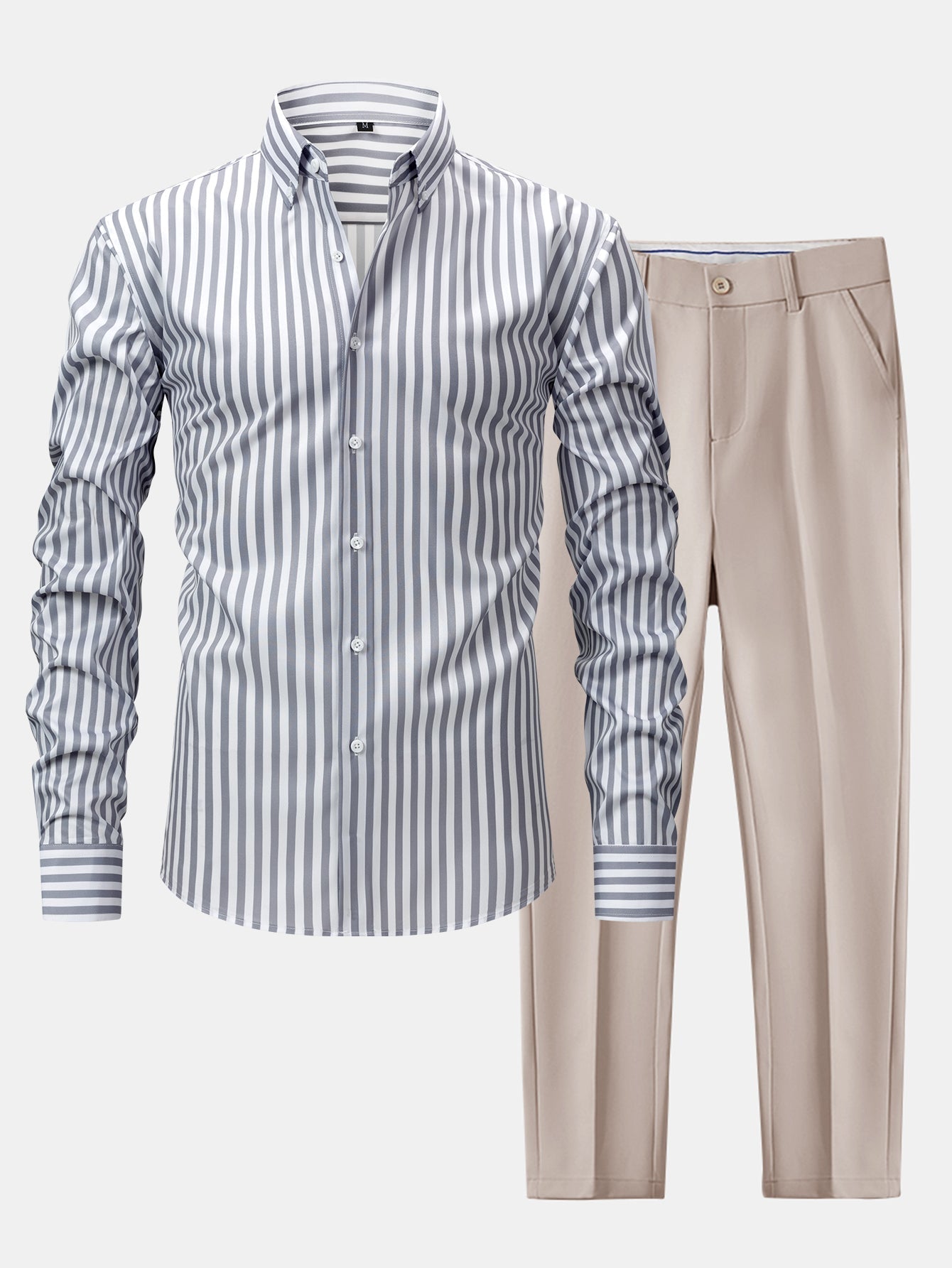 Norman | STRIPED LONG SLEEVE BUTTON-DOWN SHIRT & SLIM FIT WIDE LEG PANTS