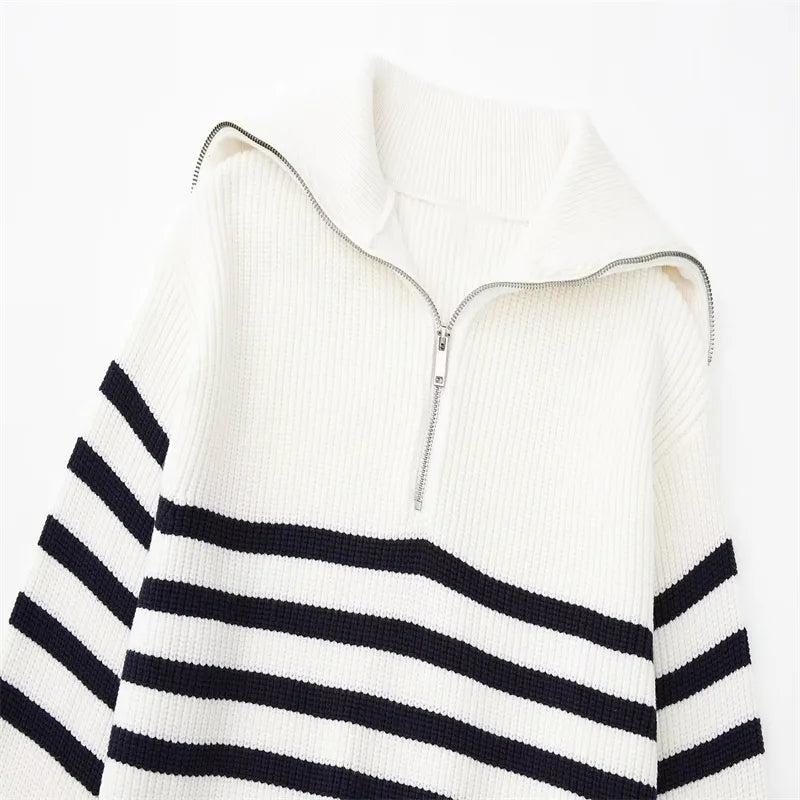 Fidel | Striped Zip-Up Sweater