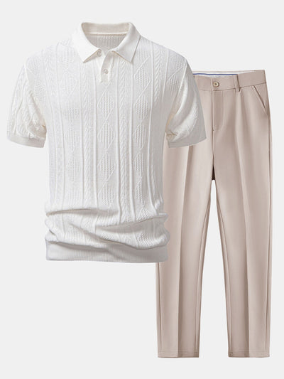 Enrique | GEOMETRIC JACQUARD POLO SHIRT & SLIM FIT TAPERED PANTS