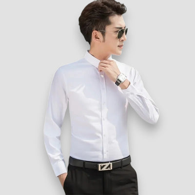 Larry | Long-sleeved Oxford cotton shirt