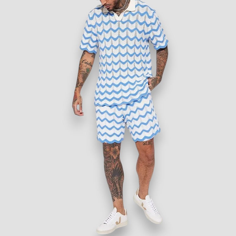 Eddie | Men's Printed Mesh Shirt and Shorts Set