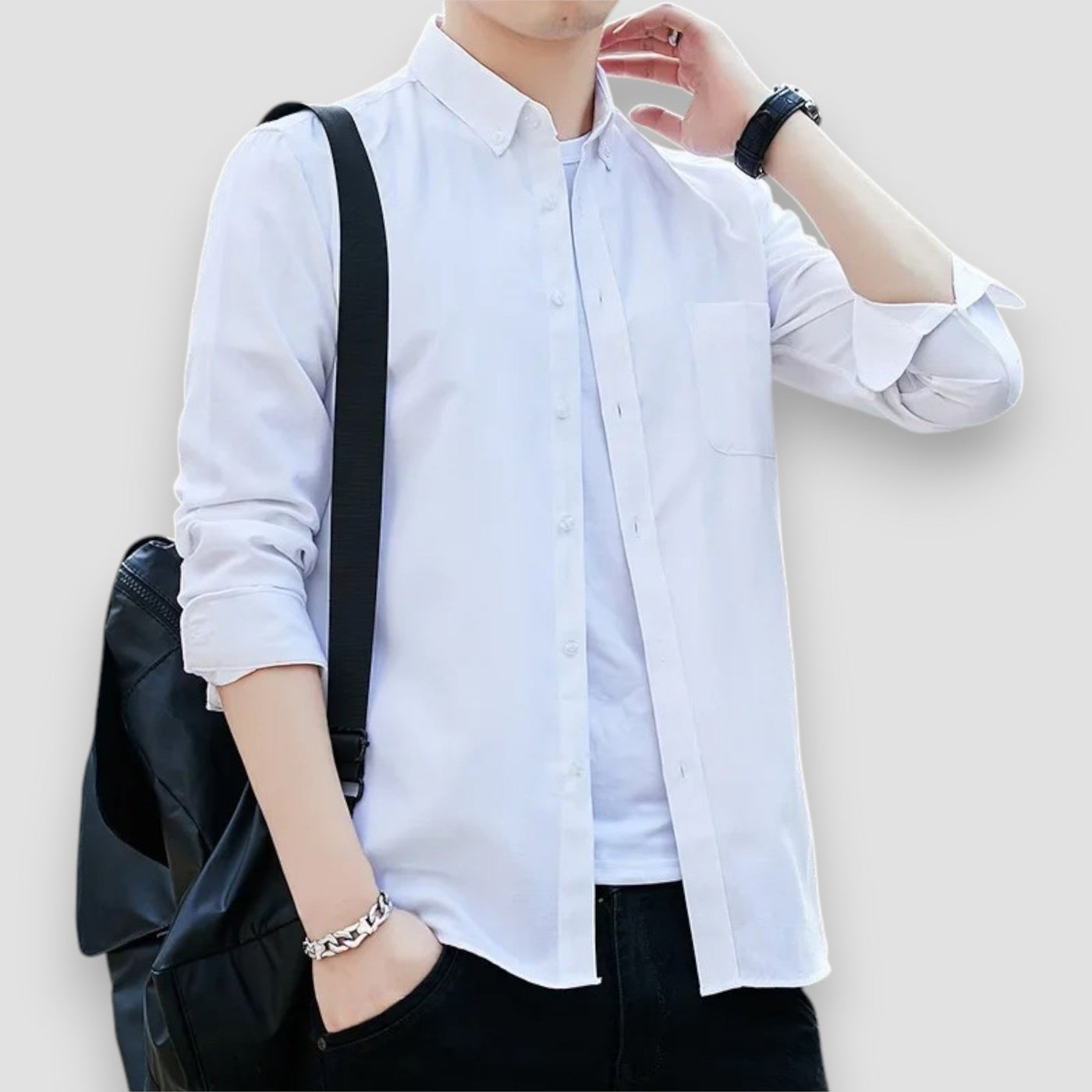 Larry | Long-sleeved Oxford cotton shirt