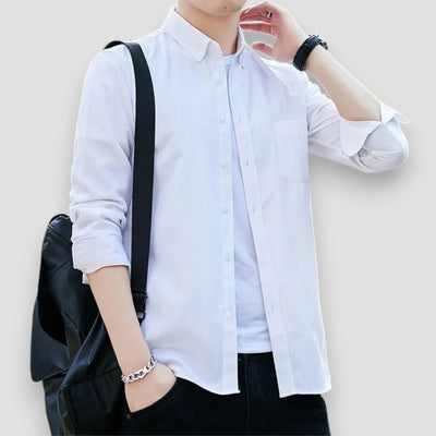 Larry | Long-sleeved Oxford cotton shirt