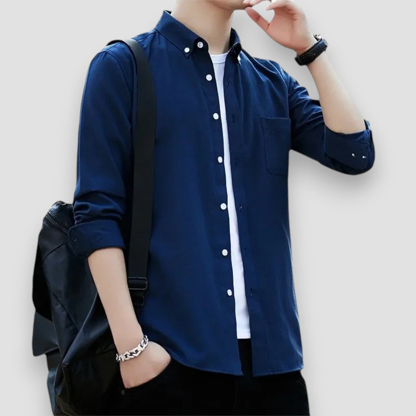 Larry | Long-sleeved Oxford cotton shirt