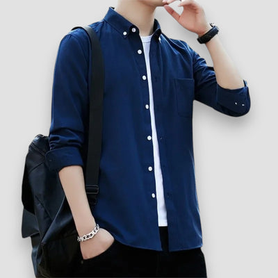 Larry | Long-sleeved Oxford cotton shirt