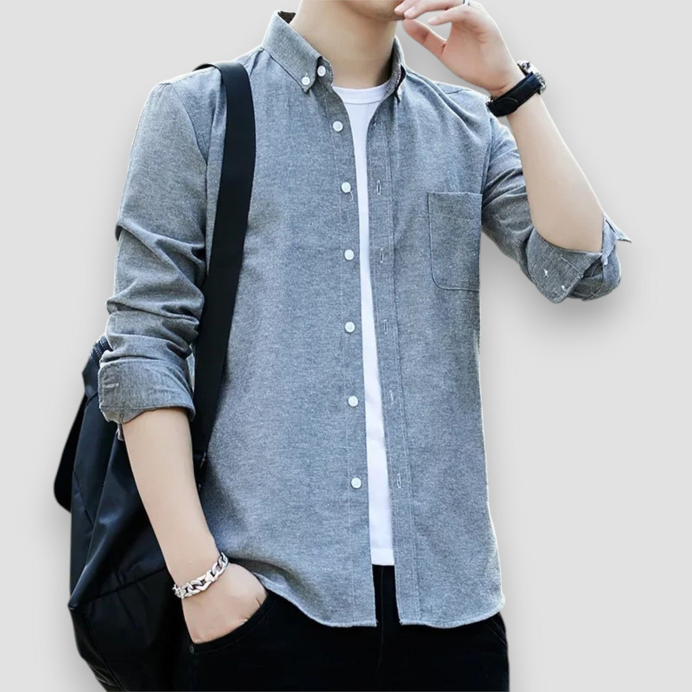 Larry | Long-sleeved Oxford cotton shirt