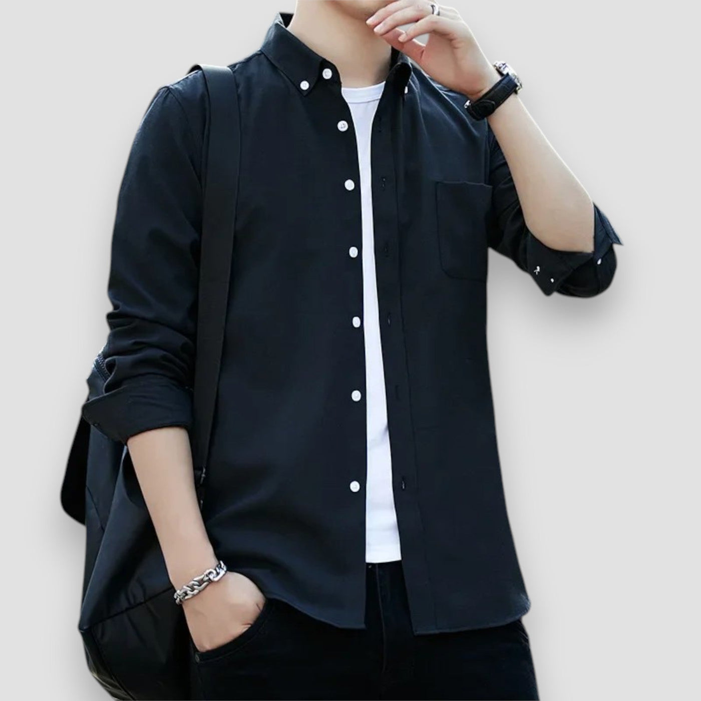 Larry | Long-sleeved Oxford cotton shirt
