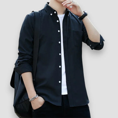 Larry | Long-sleeved Oxford cotton shirt
