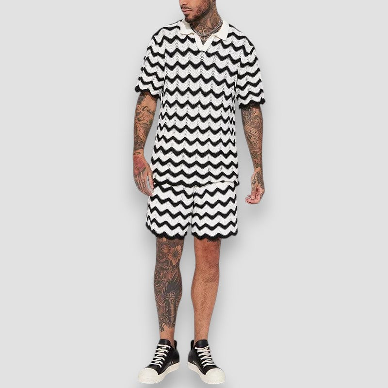 Eddie | Men's Printed Mesh Shirt and Shorts Set