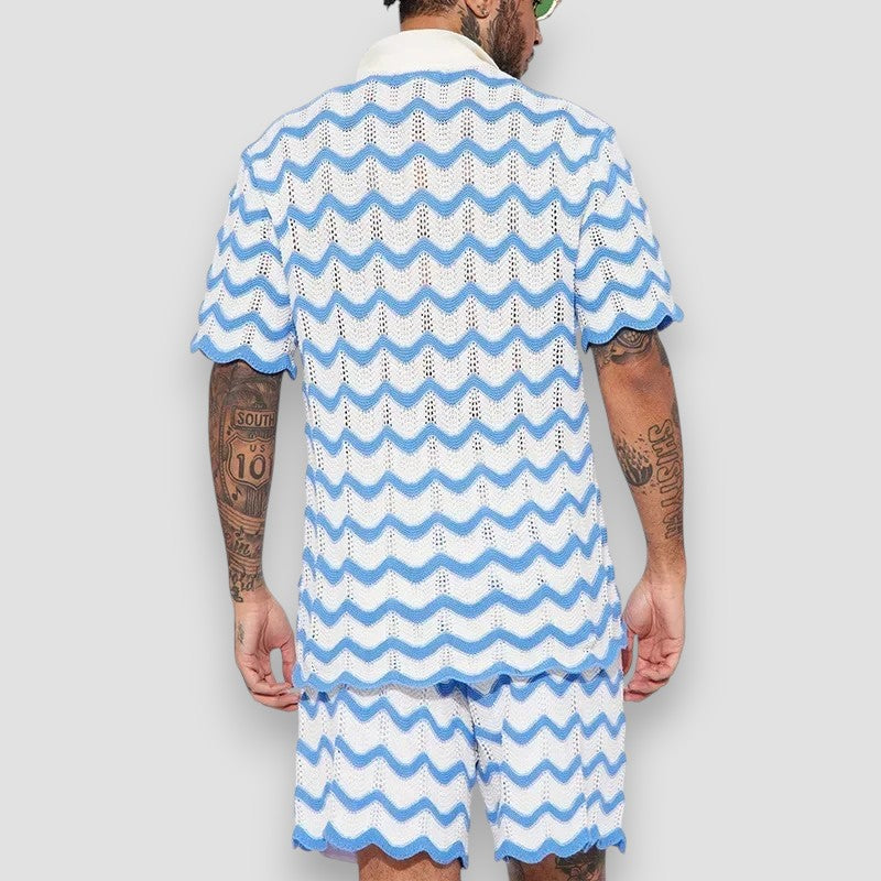 Eddie | Men's Printed Mesh Shirt and Shorts Set