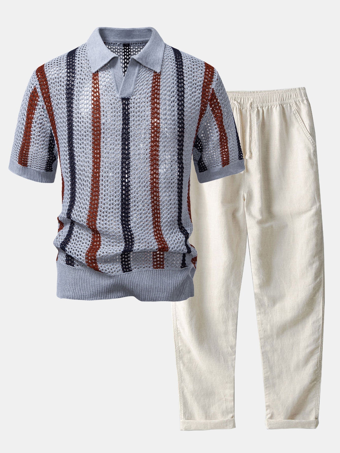 Edgar | CROCHET POLO & STRAIGHT LINEN PANTS