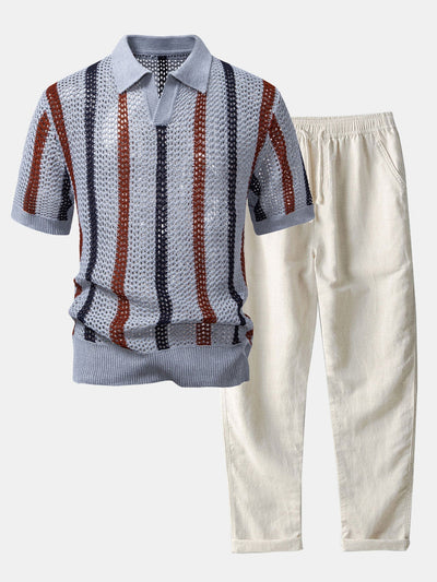 Edgar | CROCHET POLO & STRAIGHT LINEN PANTS