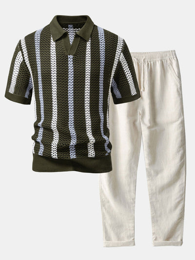 Edgar | CROCHET POLO & STRAIGHT LINEN PANTS