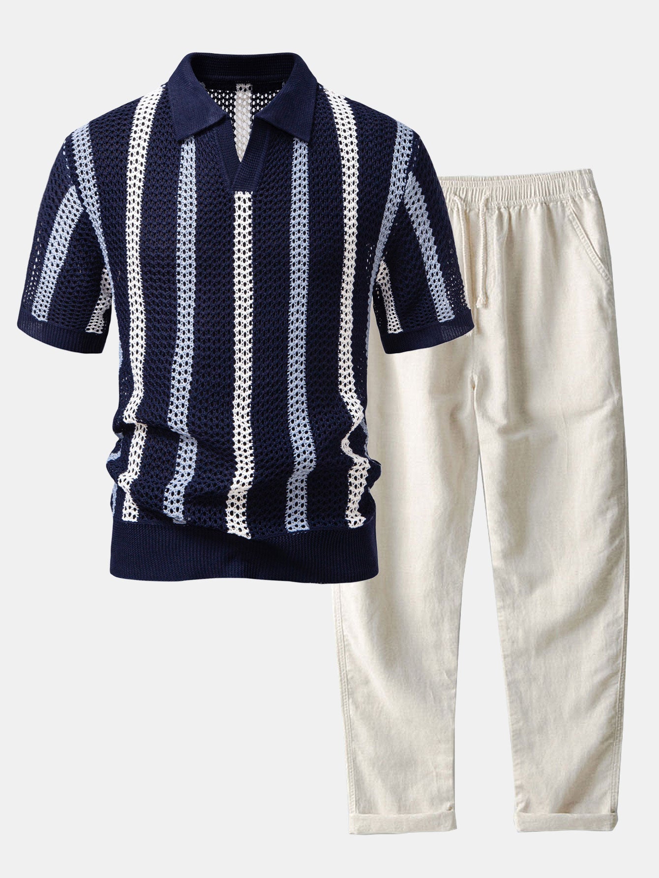 Edgar | CROCHET POLO & STRAIGHT LINEN PANTS
