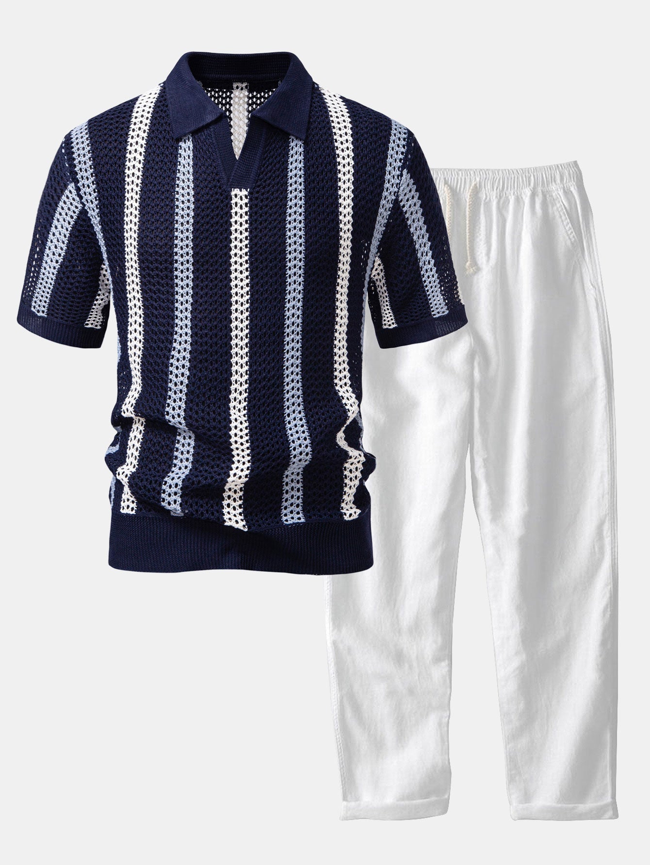 Edgar | CROCHET POLO & STRAIGHT LINEN PANTS