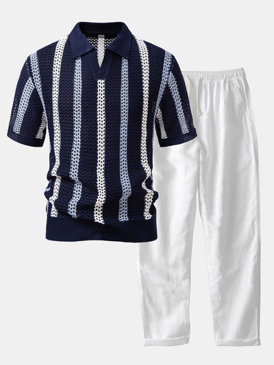 Edgar | CROCHET POLO & STRAIGHT LINEN PANTS