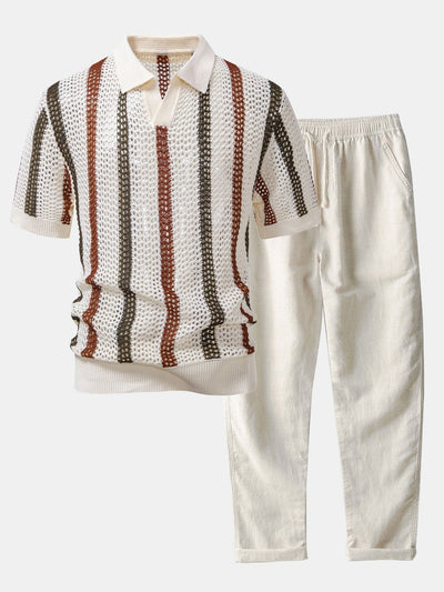Edgar | CROCHET POLO & STRAIGHT LINEN PANTS