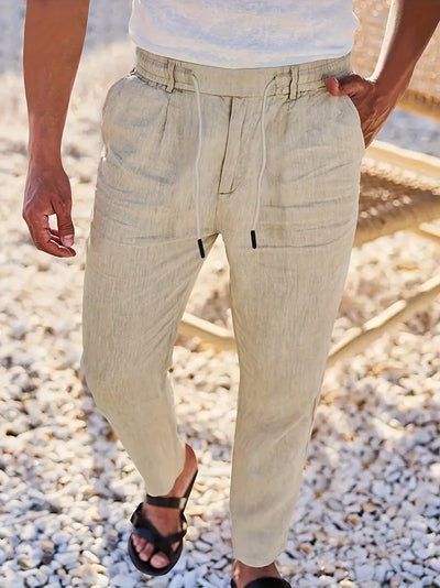 Yves | WIDE-LEG LINEN PANTS WITH DRAWSTRING