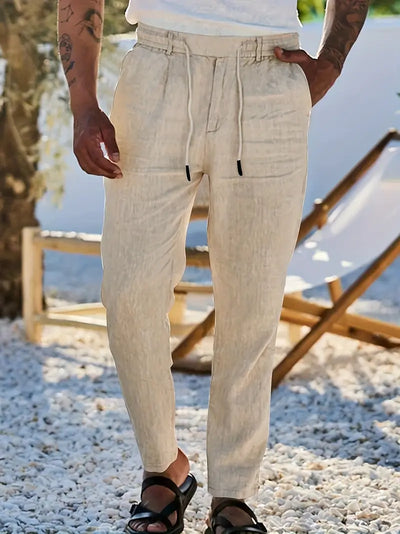 Yves | WIDE-LEG LINEN PANTS WITH DRAWSTRING
