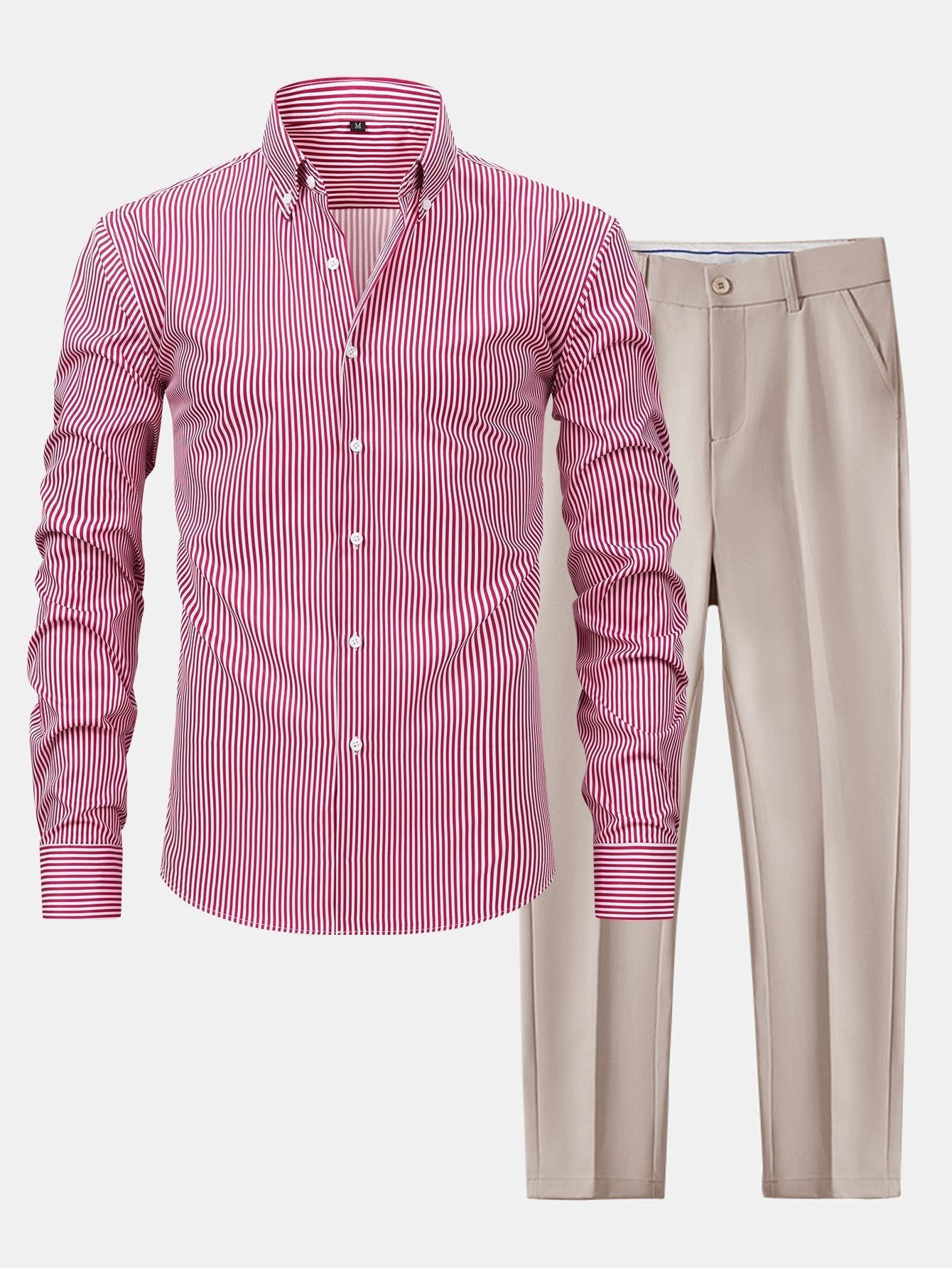 Omar | STRIPED LONG-SLEEVE BUTTON-DOWN SHIRT & SLIM-FIT SKINNY-LEG PANTS