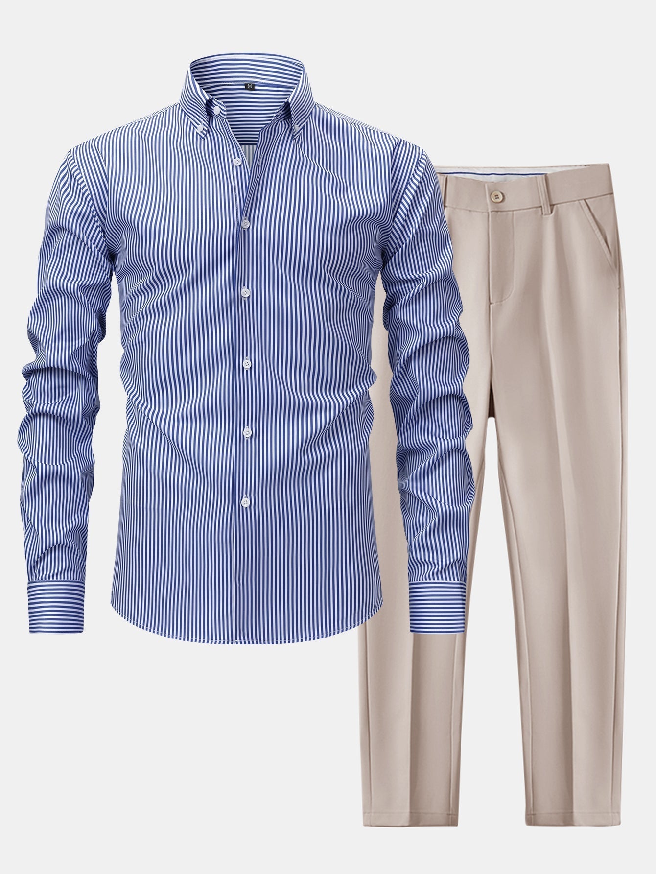Omar | STRIPED LONG-SLEEVE BUTTON-DOWN SHIRT & SLIM-FIT SKINNY-LEG PANTS
