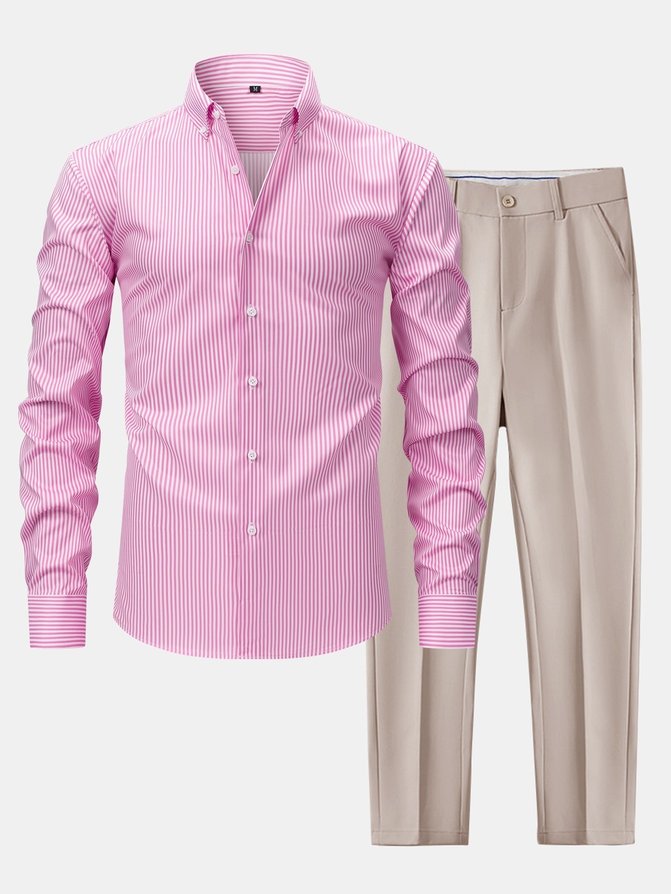 Omar | STRIPED LONG-SLEEVE BUTTON-DOWN SHIRT & SLIM-FIT SKINNY-LEG PANTS