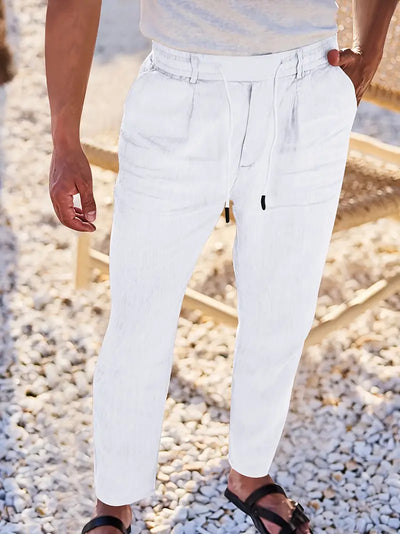 Yves | WIDE-LEG LINEN PANTS WITH DRAWSTRING