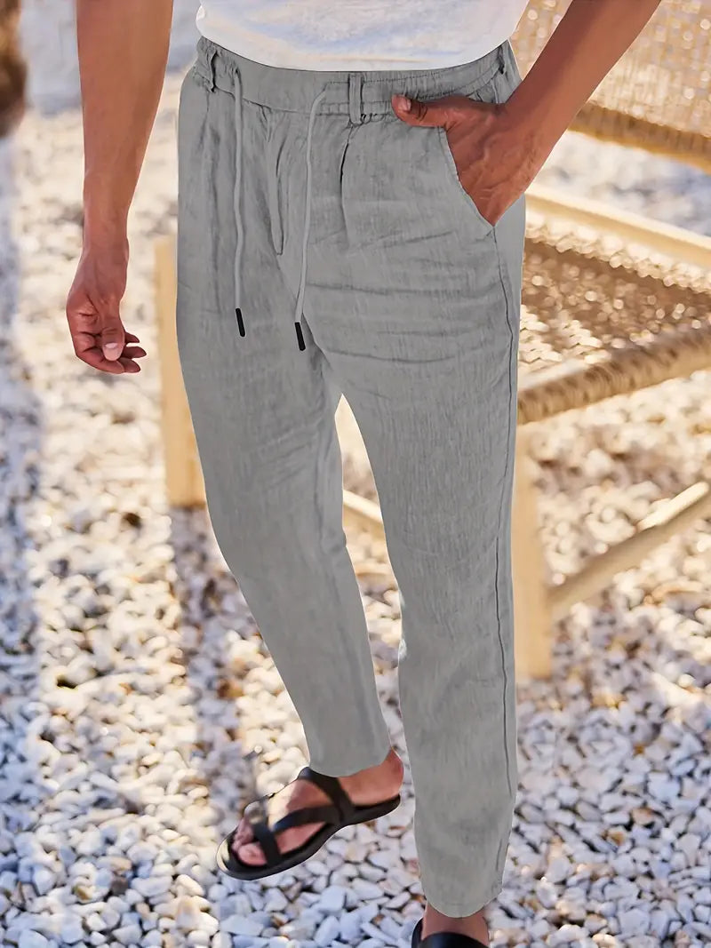 Yves | WIDE-LEG LINEN PANTS WITH DRAWSTRING