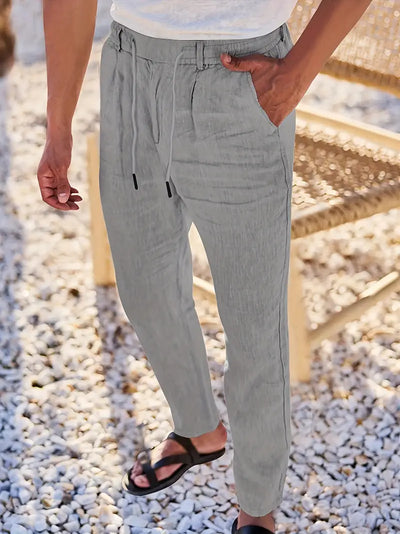 Yves | WIDE-LEG LINEN PANTS WITH DRAWSTRING