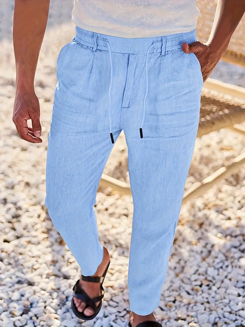 Yves | WIDE-LEG LINEN PANTS WITH DRAWSTRING
