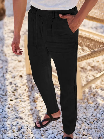 Yves | WIDE-LEG LINEN PANTS WITH DRAWSTRING