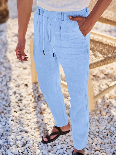 Yves | WIDE-LEG LINEN PANTS WITH DRAWSTRING