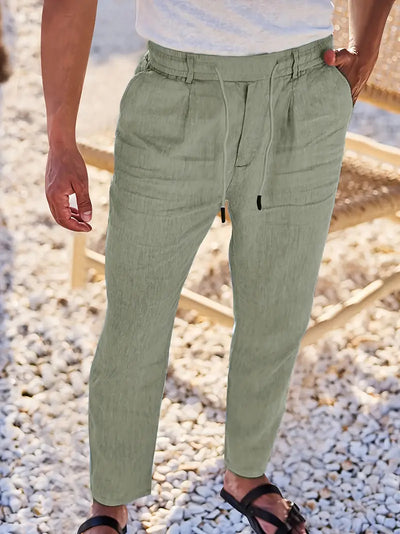 Yves | WIDE-LEG LINEN PANTS WITH DRAWSTRING