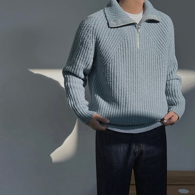 Leo | Azure Quarter-Zip Sweater