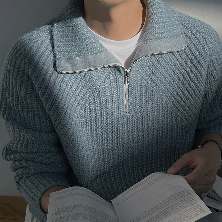 Leo | Azure Quarter-Zip Sweater