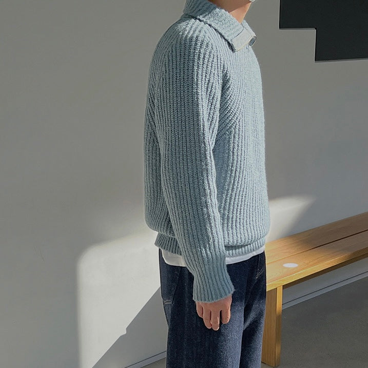 Leo | Azure Quarter-Zip Sweater