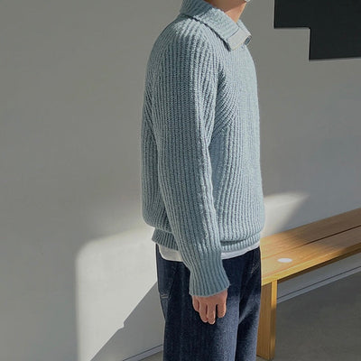 Leo | Azure Quarter-Zip Sweater