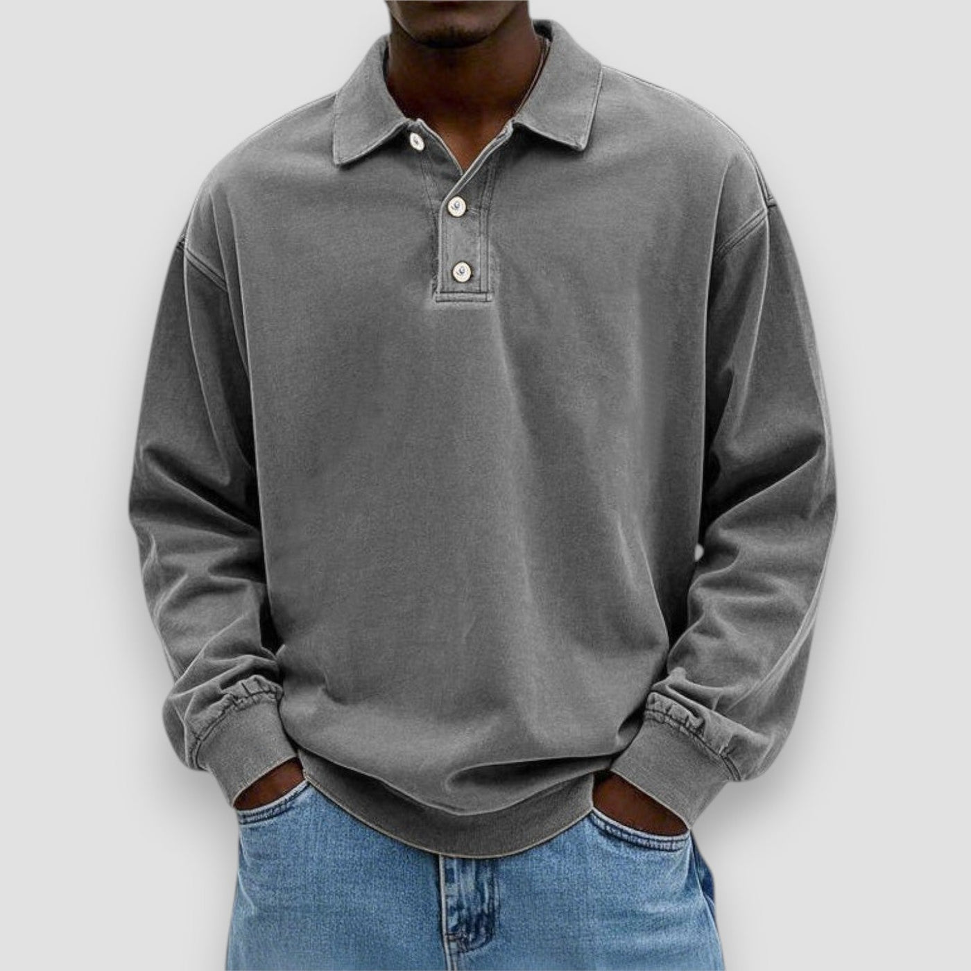 Mark | Elegant Long Sleeve Cotton Polo Shirt