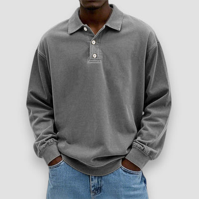 Mark | Elegant Long Sleeve Cotton Polo Shirt