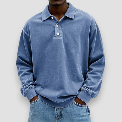 Mark | Elegant Long Sleeve Cotton Polo Shirt