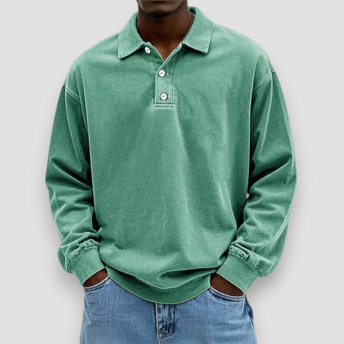 Mark | Elegant Long Sleeve Cotton Polo Shirt