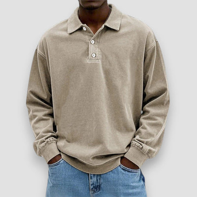 Mark | Elegant Long Sleeve Cotton Polo Shirt
