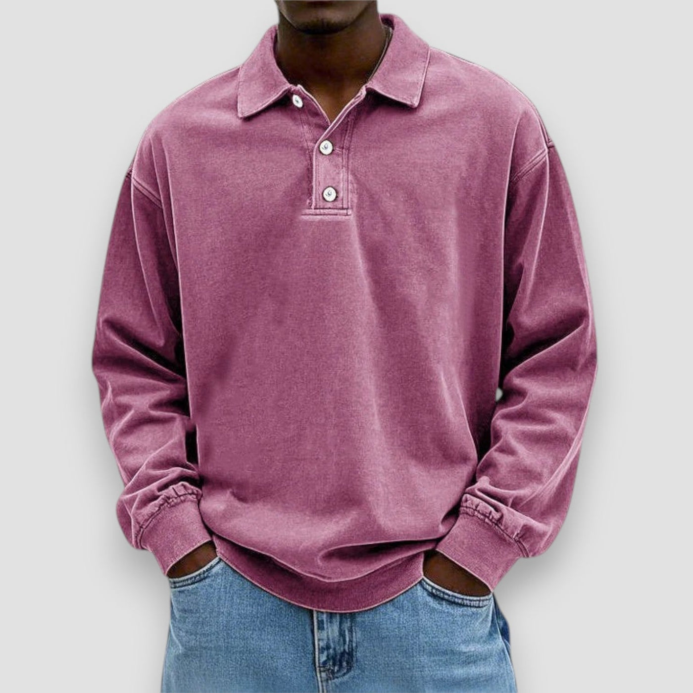 Mark | Elegant Long Sleeve Cotton Polo Shirt