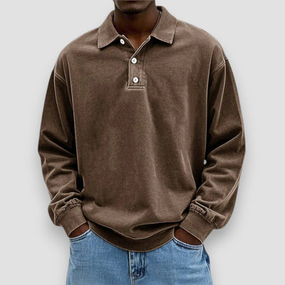 Mark | Elegant Long Sleeve Cotton Polo Shirt
