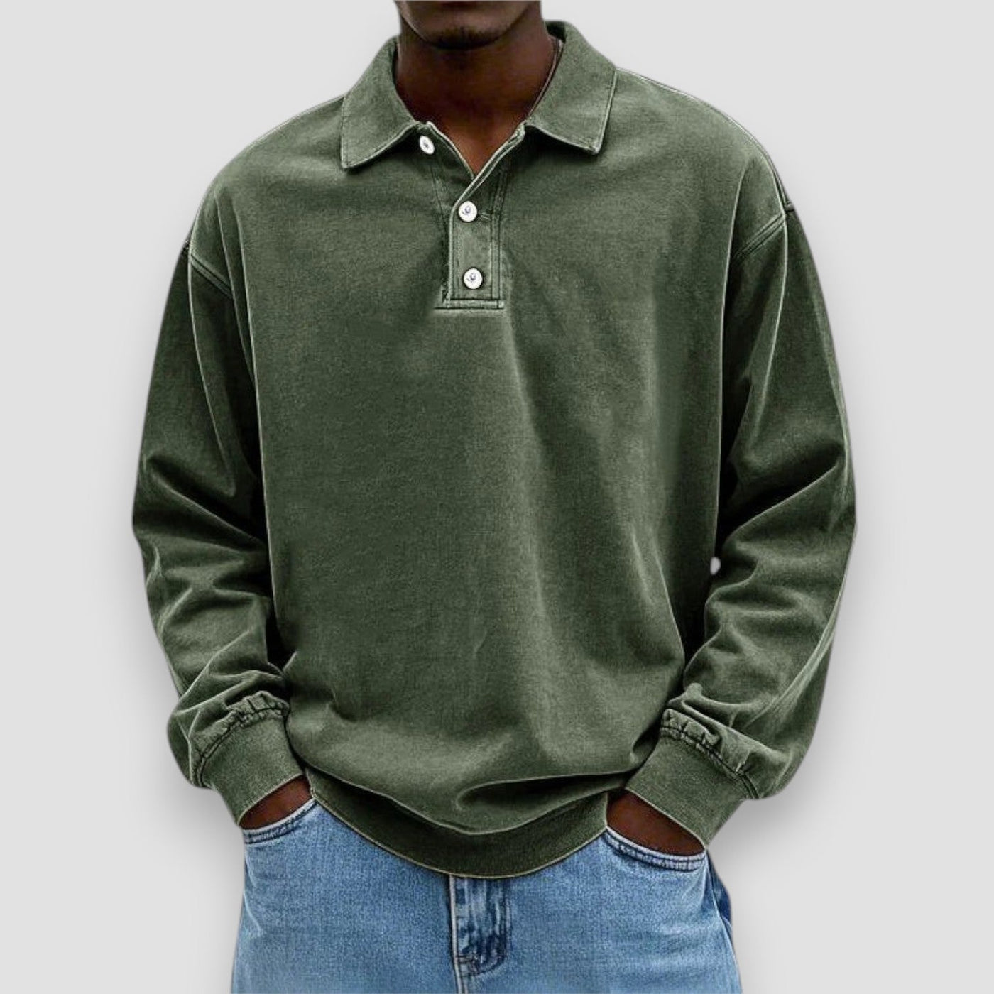 Mark | Elegant Long Sleeve Cotton Polo Shirt