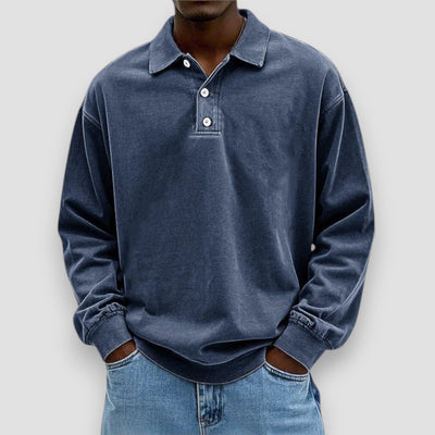 Mark | Elegant Long Sleeve Cotton Polo Shirt